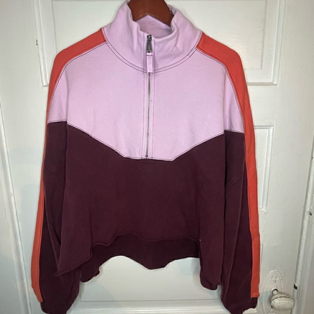 NWTs Free People Half Zip Sweatshirt in Fig Jam Size XS
